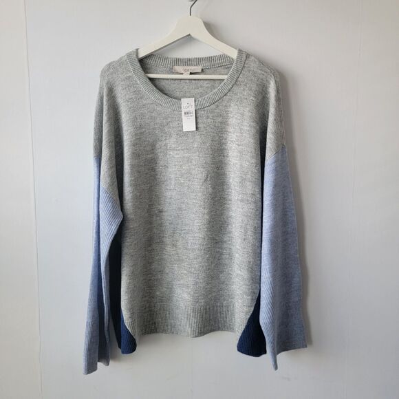 Loft womens sweater size XXL color block long sleeve crew neck - Picture 1 of 6